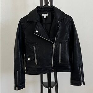 Topshop Black Faux Leather Biker Jacket